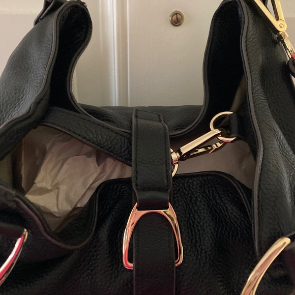 G.I.L.I. Got It Love It Black Pebble Leather Stirrup Satchel/NEW/NEVER USED!!! - Picture 7 of 9